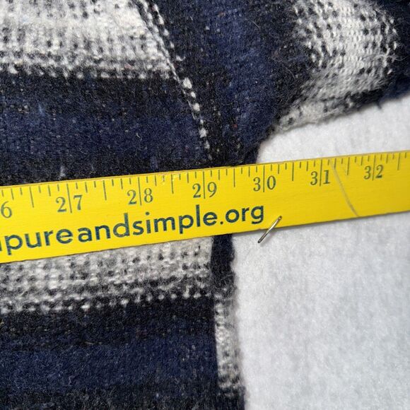 Vintage Earth Ragz Woven Blanket Jacket Men's Sz Large Striped Black Baja - Picture 8 of 12